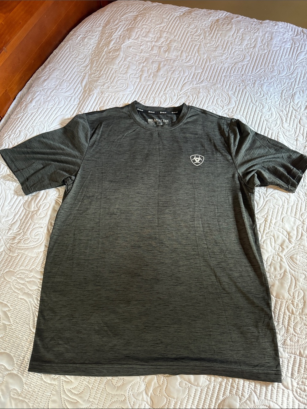 Ariat Tek Men's Dark Heather Gray Performance Tee with Logo